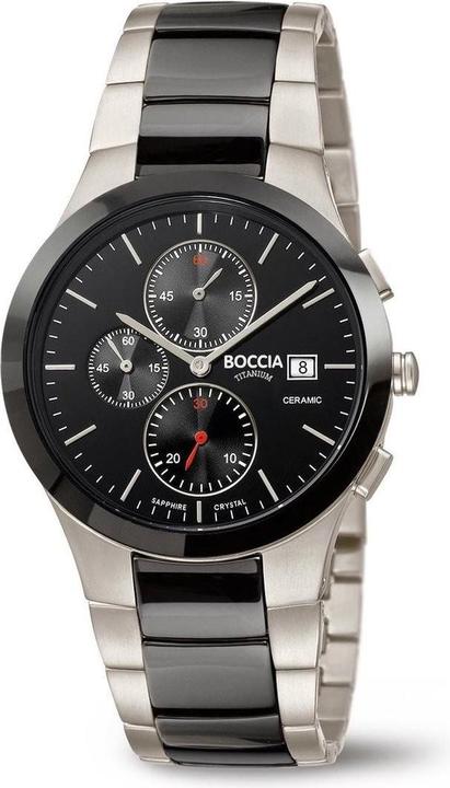 Image du produit Boccia 3748-01 Montre Homme Chronographe Céramique Titane 39mm 5ATM (Chronographe, 39 mm)