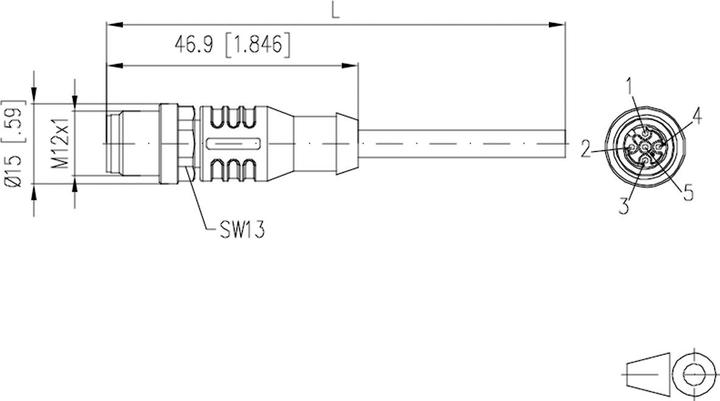Produktbild Metz Connect Sensor-/Aktorltg., M12-ST A-kodiert (5 m)