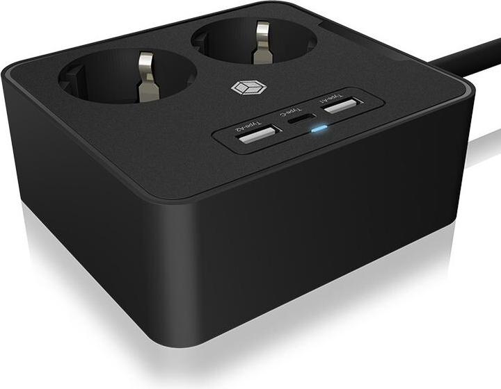 Actual product image Icy Box Tischhalterung (2x, CEE 7/3, 1.90 m)