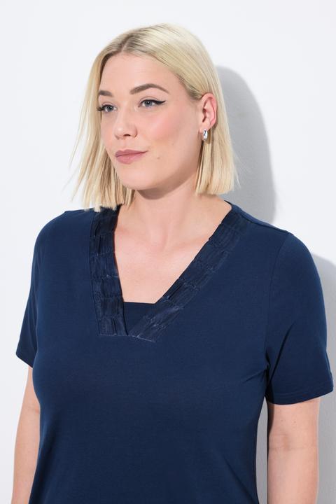 Produktbild Ulla Popken Nachthemd, Satin-Zierblende, V-Ausschnitt, Halbarm (42, 44)
