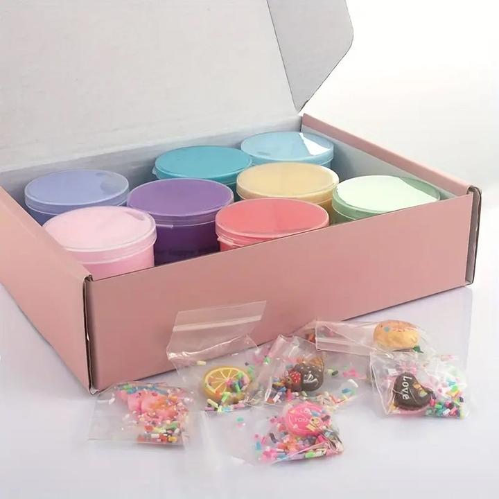 Actual product image Splash & Fun 8 piece colour box matte slime kit with lots of charms