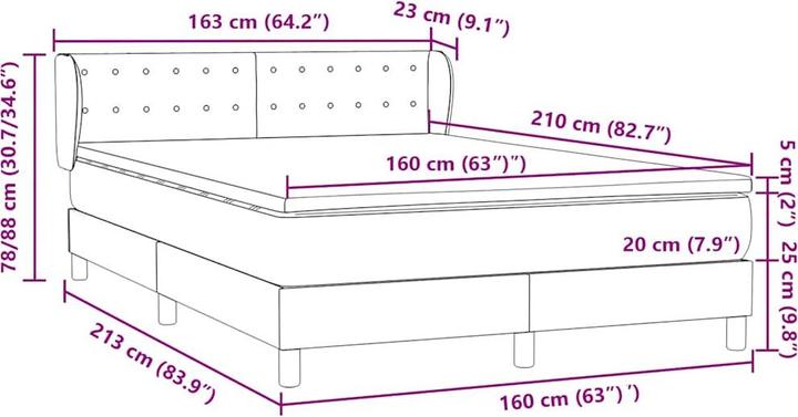 Produktbild vidaXL Boxspringbett (160 x 210 cm)