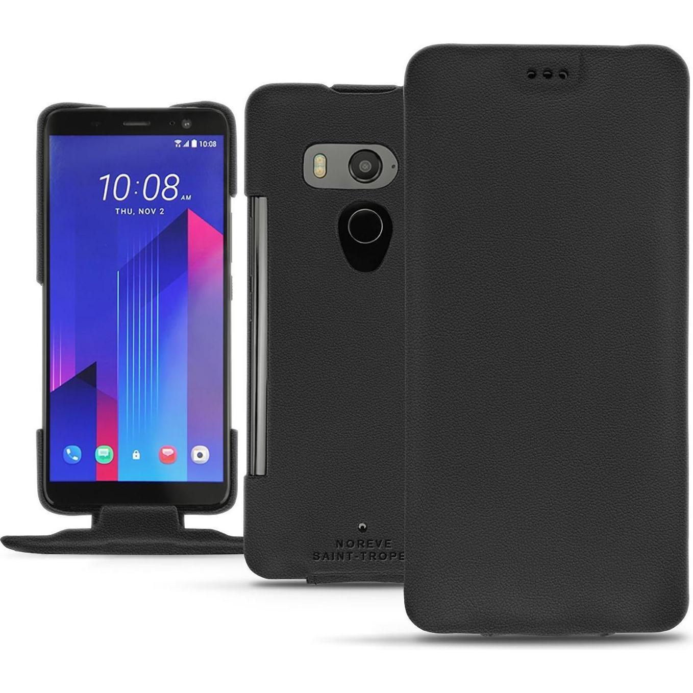 Noreve Lederschutzhülle vertikal (HTC U11+), Smartphone Hülle, Schwarz