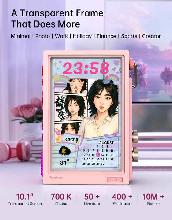 Image du produit Divoom Times Frame pink (10.10", 1280 x 800 pixels)