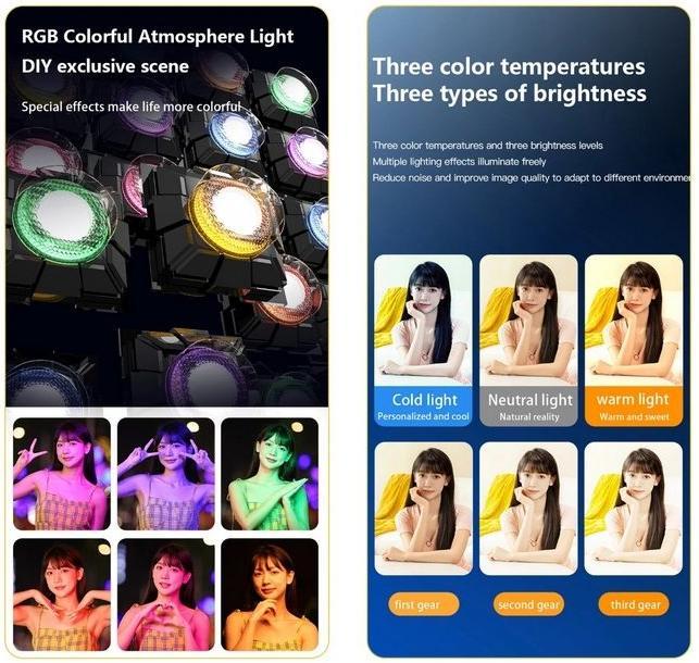 Actual product image Old Shark Foldable RGB selfie light with 82 LEDs (Video light)