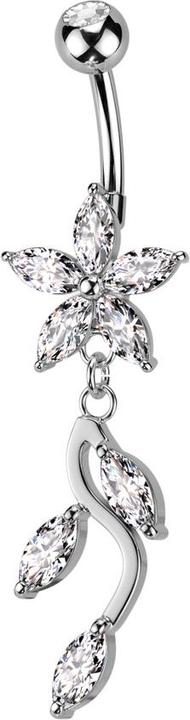 Immagine prodotto Hollywood Body Jewelry Banana in argento con sfera e fiore in cristallo ciondolo in argento con cristalli di vite in (Ottone, Acciaio chirurgico 316L)