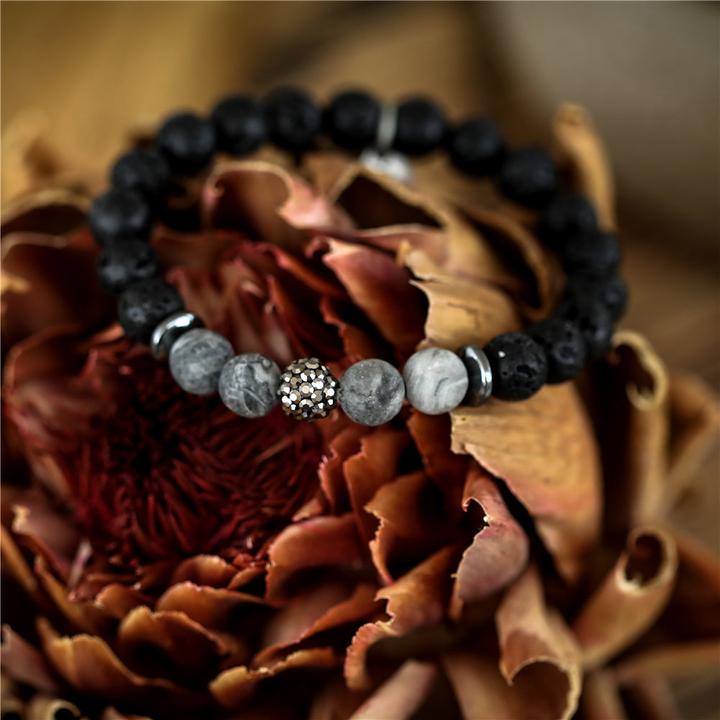 Immagine prodotto Andreani Bracciale con vera pietra lavica (80 cm, Metallo, Pietre)