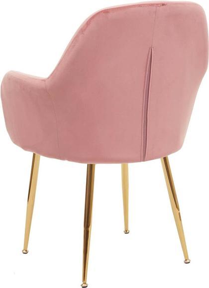 Actual product image Swisshandel24 6x Dining Chair HWC-F18, Chair Kitchen Chair, Retro Design - Velvet Old Pink, Golden Legs