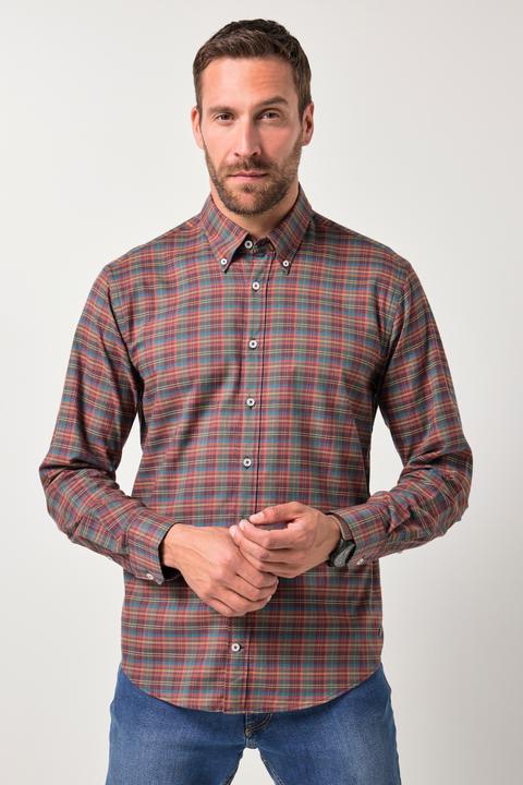 Produktbild JP1880 Karohemd, Langarm, Buttondown-Kragen, Modern Fit (6XL)