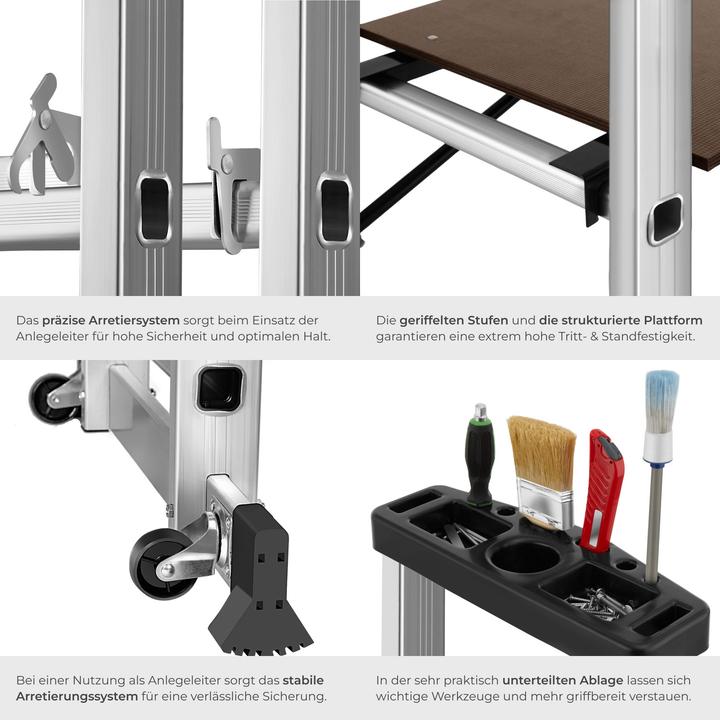 Produktbild tectake Mehrzweckleiter (Plattformleiter, 160 cm)