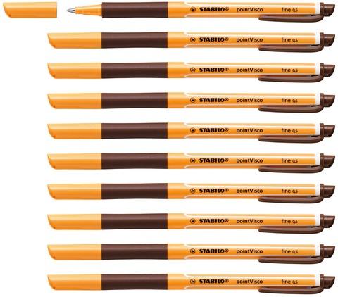 Productafbeelding STABILO Rollerball - pointVisco - set van 10 - bruin (Bruin, Oranje, 10 x)