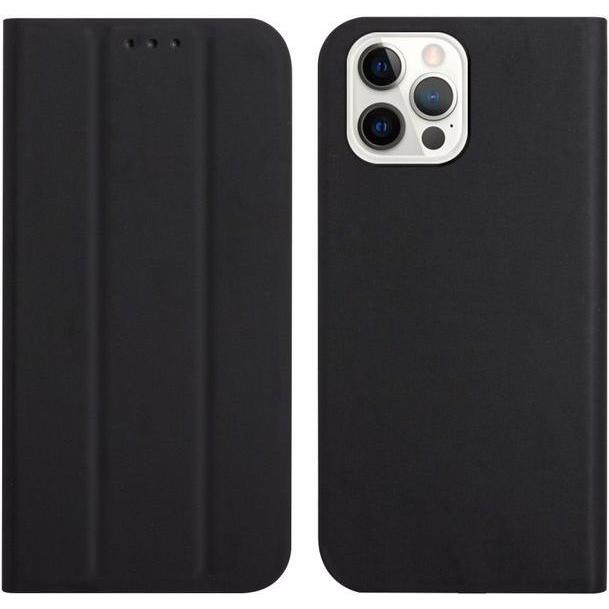 Thumbnail - MU Classic Dreifach faltbare Leder Bookcover Hülle (Apple iPhone 13 Pro), Smartphone Hülle, Schwarz