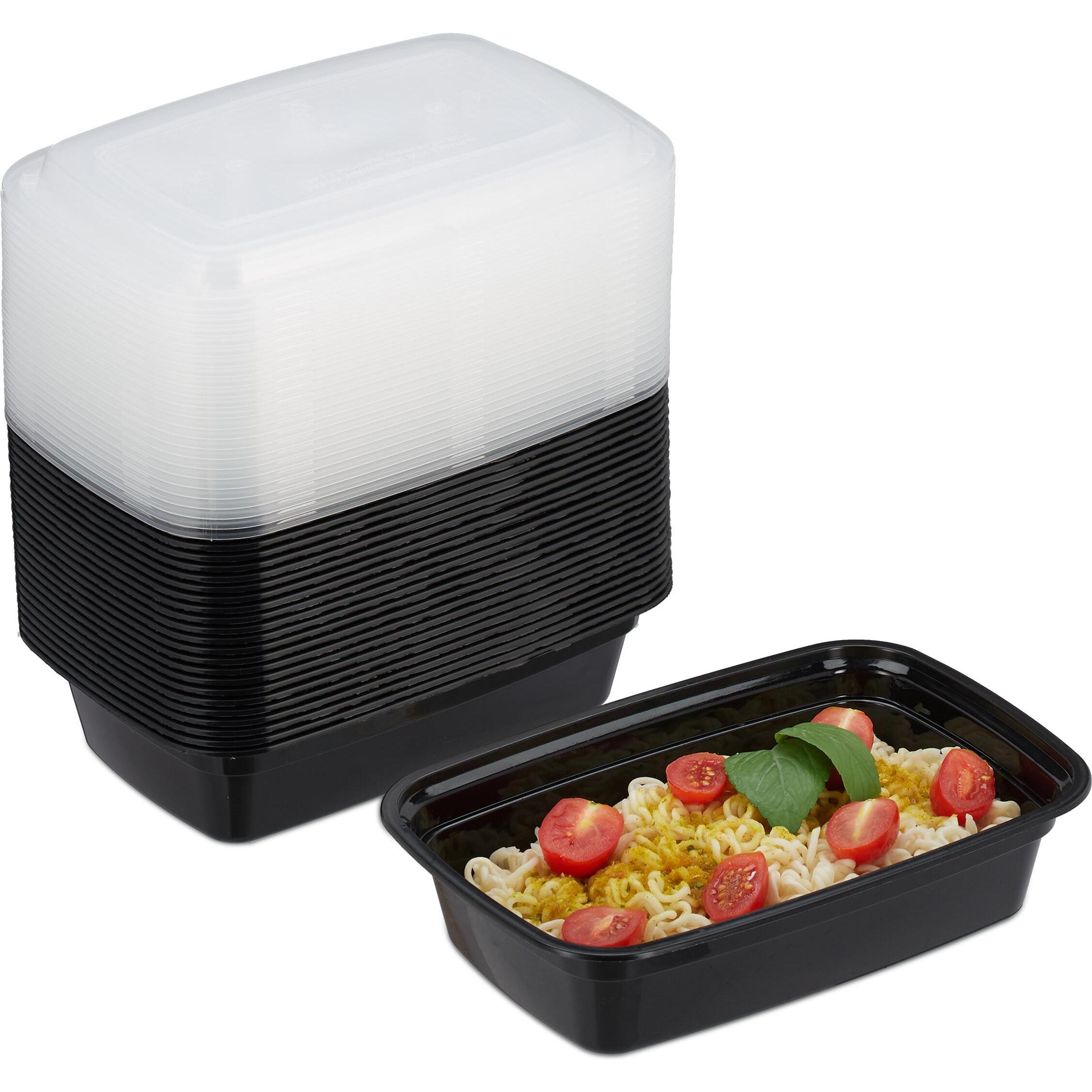 Relaxdays 24x Mealprepbox, Lunchbox, Schwarz