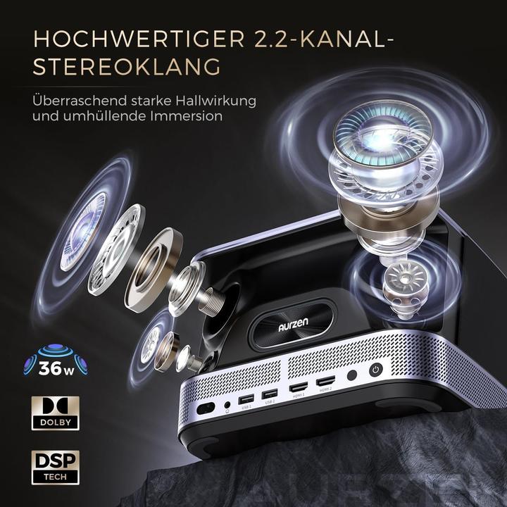 Produktbild Aurzen 4K Smart Beamer Boom 3 mit Netflix und Dolby Audio (4K, 500 lm)