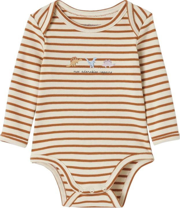 Image du produit Vertbaudet Lot de 5 bodies bébé manches longues à enfiler avec dinos, coton bio (68)