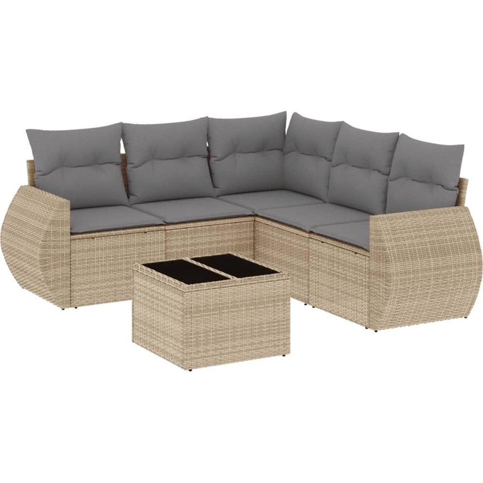 VidaXL, Gartenlounge, Gartenmöbel Sofa Garnitur Gartengarnitur Garten Sitzgruppe 6-tlg. Beige