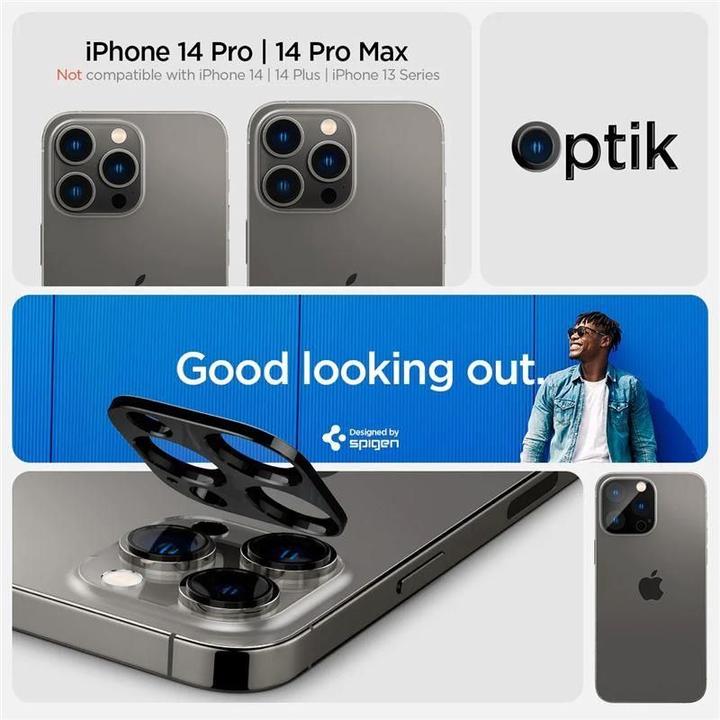 Produktbild Spigen Optik.Tr Camera iPhone 14 Pro/14 Pro Max Lens 2szt./2pcs czarny/black AGL05273 (2 Stk., Apple iPhone 11 Pro)
