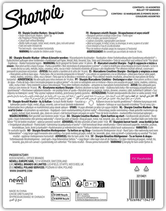 Actual product image Sharpie - Creative Marker Acrylic Paint Pens - Earth Tones - Bullet Tip - Assorted Colours - 12... (12x)