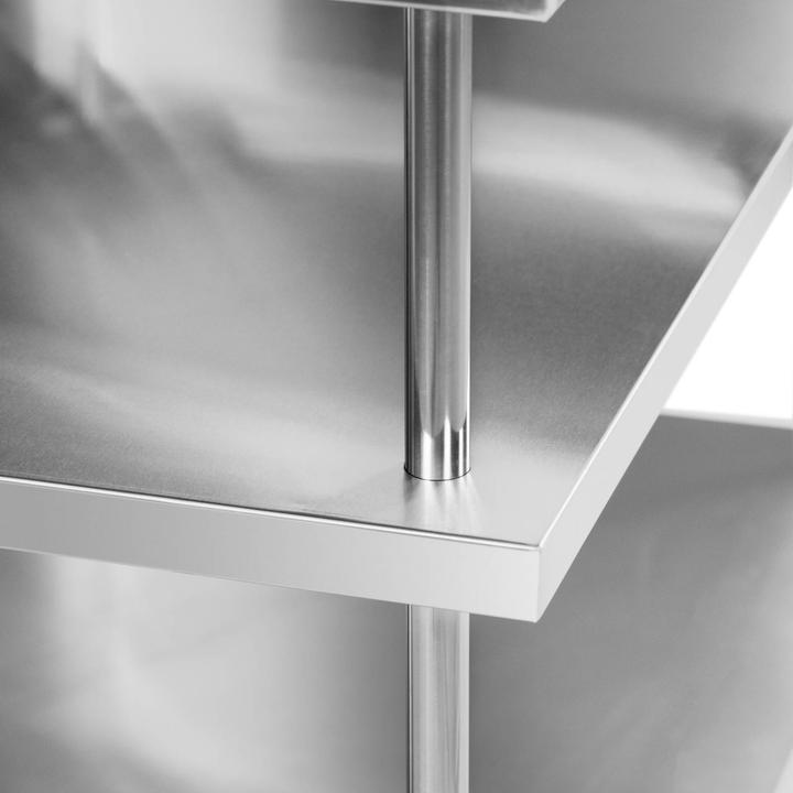 Produktbild Royal Catering Bar-Arbeitstisch Edelstahl 100 x 30 cm 4 Ablagen Aufkantung Steharbeitstisch