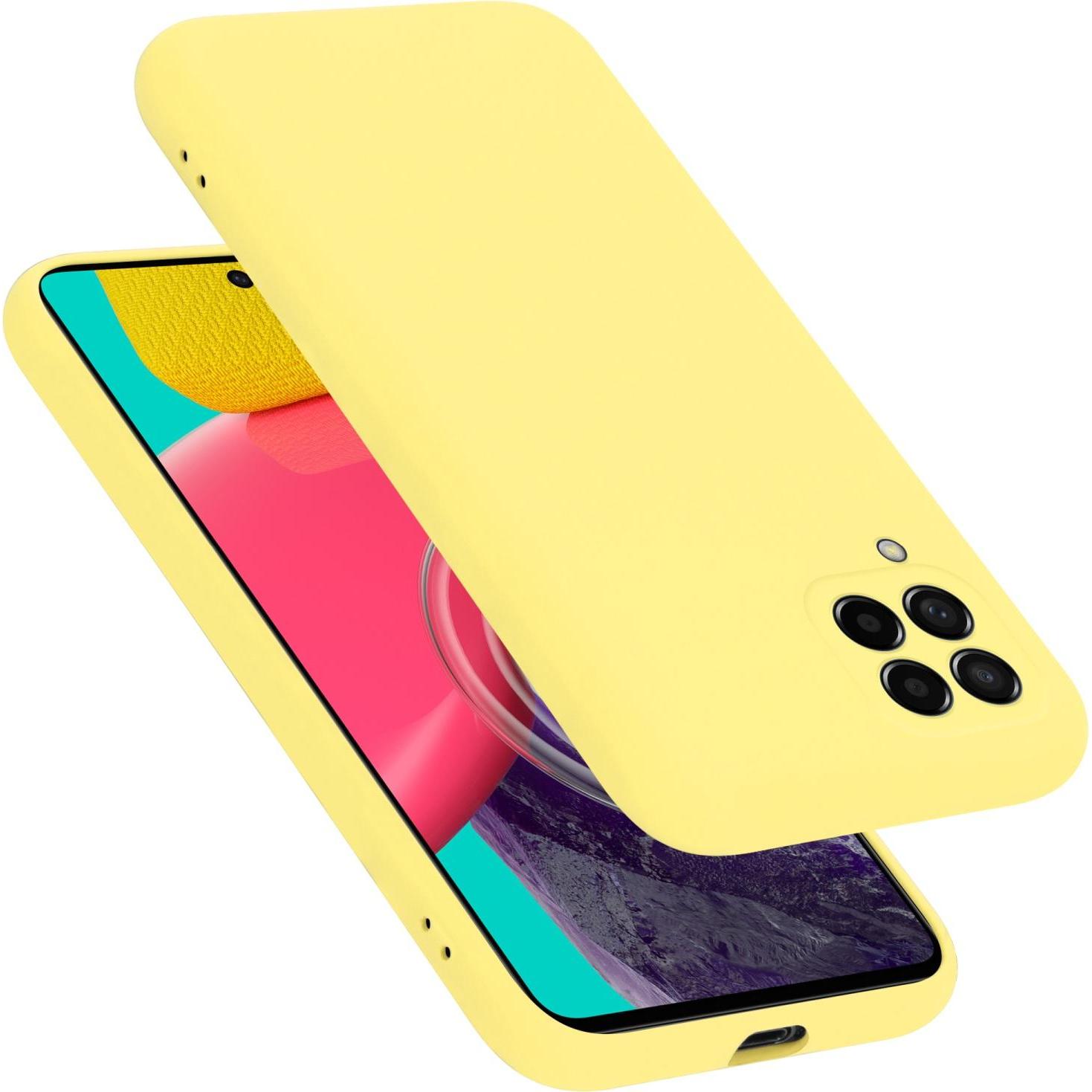 Cadorabo TPU Liquid Silicone Case Hülle für Samsung Galaxy M53 5G (Samsung Galaxy M53 5G), Smartphone Hülle, Gelb