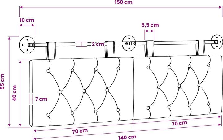 Actual product image vidaXL Modernes Kopfteil (150 x 7 x 7 cm)