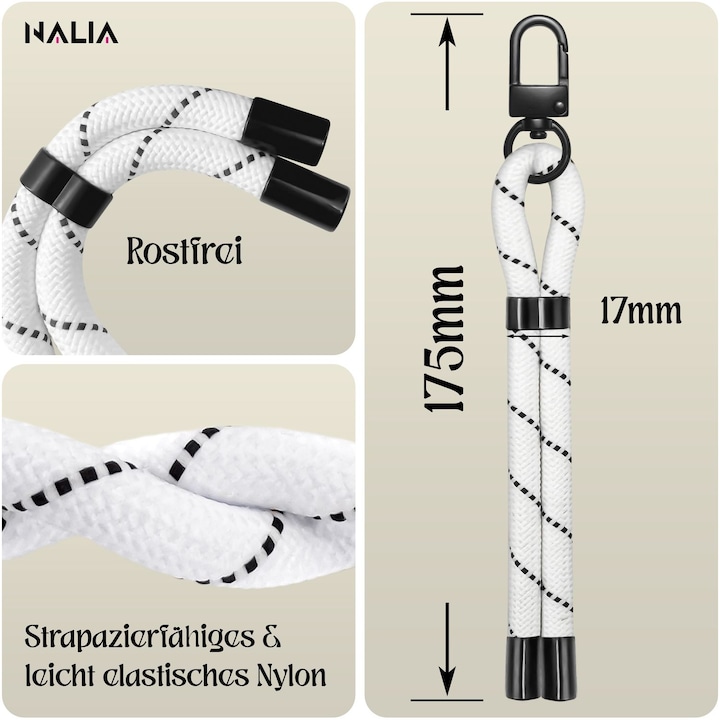 Produktbild Nalia Wristy Lanyard Handykette – Universal Trageband für Smartphones – Verstellbar, Soft & Elastisch