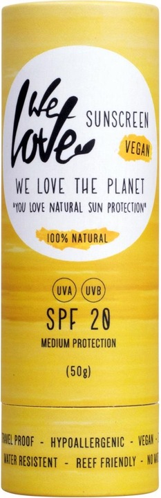 Image du produit We Love The Planet SUNSTICK naturel SPF 20 UVA - UVB - Hypoallergénique | Waterproof (Stick solaire, Crème solaire visage, SPF 20, 50 ml, 50 g)