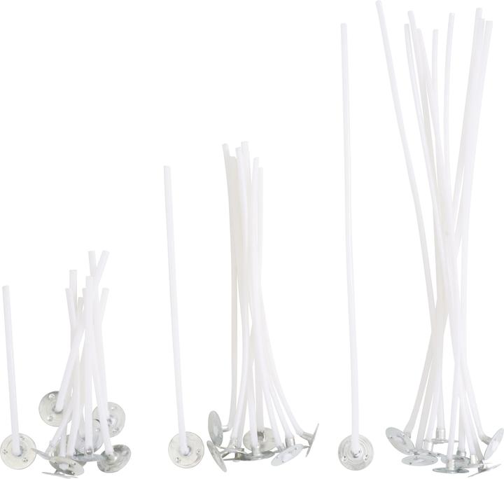 Creative Waxed candle wicks with metal base, 3 different sizes. sizes