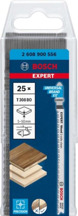 Produktbild Bosch Professional Zubehör EXPERT ‘Wood 2-side clean’ T 308 BO Stichsägeblatt, 25 Stück