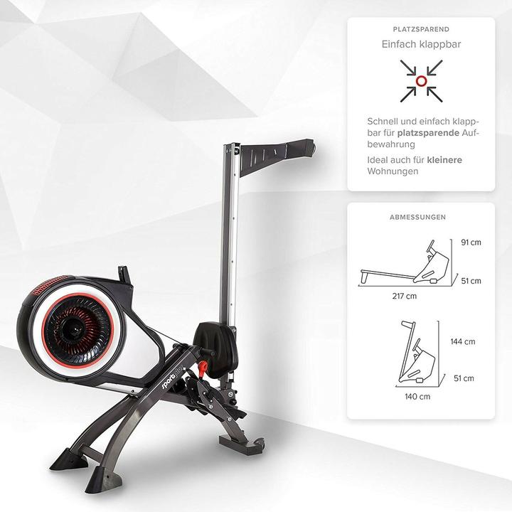 Produktbild Sportplus Rudergerät mit Luftwiderstand | klappbar | 8 Widerstandsstufen | schwarz/rot