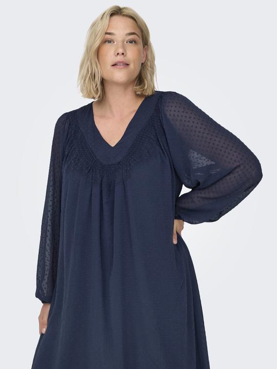 Produktbild Only Normal geschnitten V-Ausschnitt Elastische Bündchen Midikleid Kleid (52)