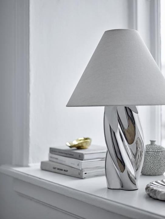 Actual product image Bloomingville - Silva Table Lamp - Silver - Stoneware (E27)