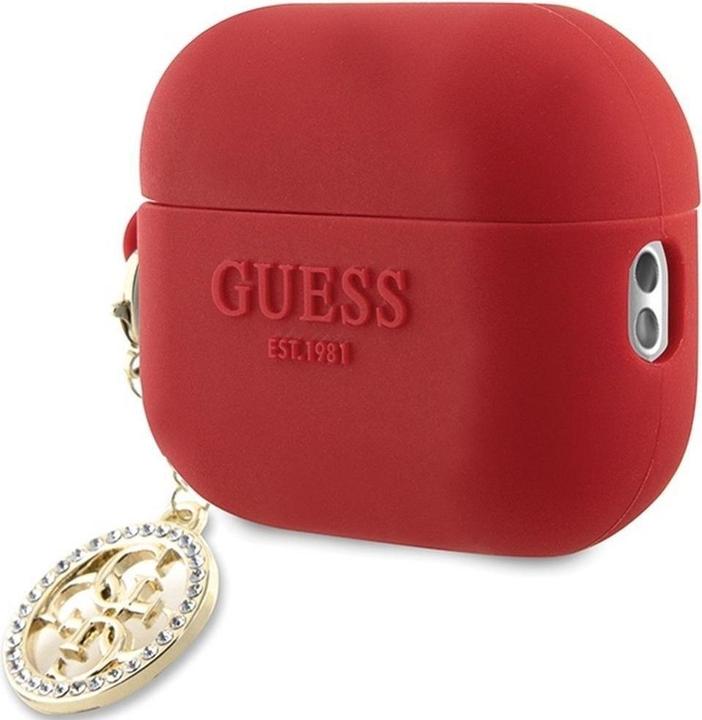 Productafbeelding Guess GUAP23DSLGHDF AirPods Pro 2 hoesje czerwony/fuschia 3D Rubber 4G Diamant Bedel (Hoofdtelefoon hoes)