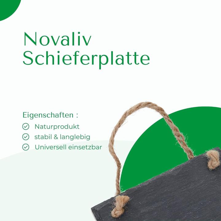 Produktbild Novaliv Schiefertafel zum Aufhängen mit Juteband Memotafel Kreidetafel Wandeko (3, 8 cm Tafel)