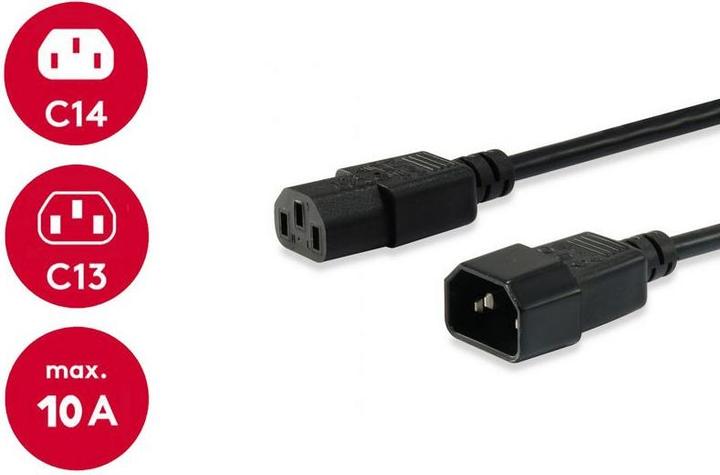 Actual product image equip Y-mains extension IEC C13 -> C14 St/Bu (3 m)