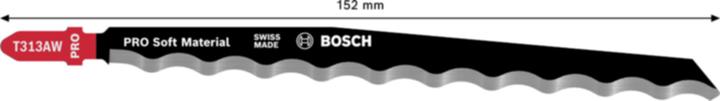 Bosch Professional Zubehör PRO Soft Material T313AW Jigsaw blade, 152 mm, 3 pcs.