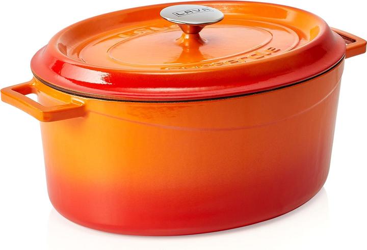la.va Casseroles oval, orange emailliert, Gusseisen (Bräter + Schmortopf, Gusseisen)