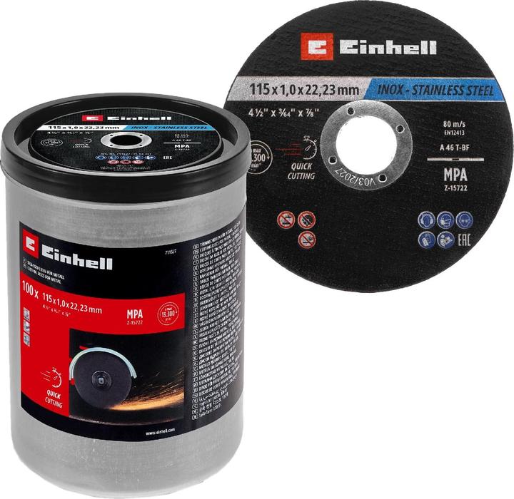 Einhell Trennscheiben, 711527, 115x1,0 mm, 100 Stück