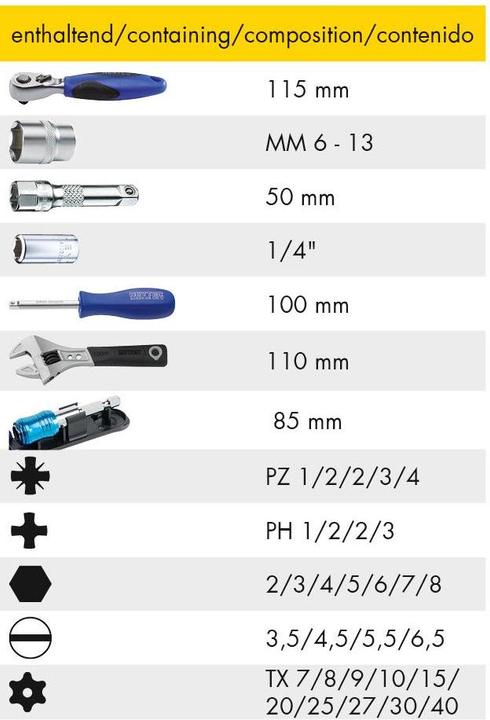 Actual product image HEYTEC Socket spanner and bits set, 44 pcs.