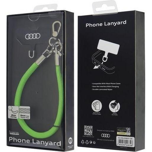 Audi smycz uniwersalna do telefonu 28cm 8mm zielony/verde AU-HSL8-R8/D1-GN, Accessori per cellulare, Verde