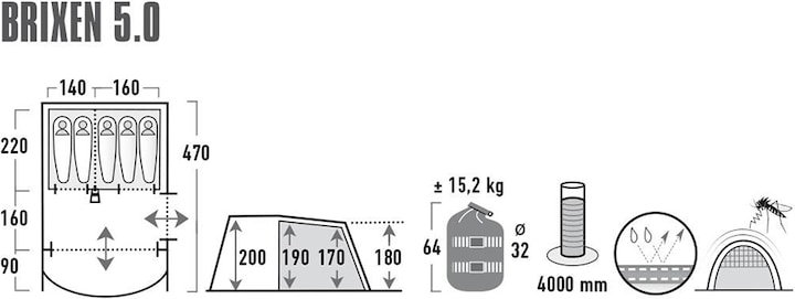 Immagine prodotto High Peak Bressanone 5.0 (Tenda a tunnel, 15.20 kg, 5 persone)