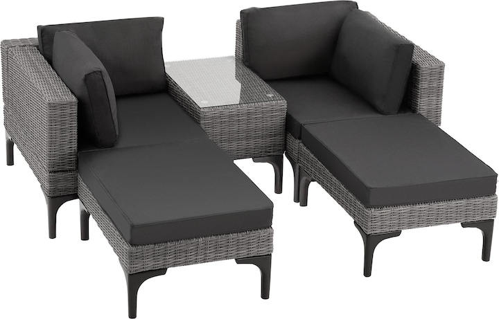 Immagine prodotto tectake Salottino in rattan con telaio in alluminio Bellaria