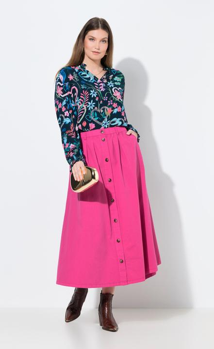 Actual product image Ulla Popken Button Front Denim Skirt (58)