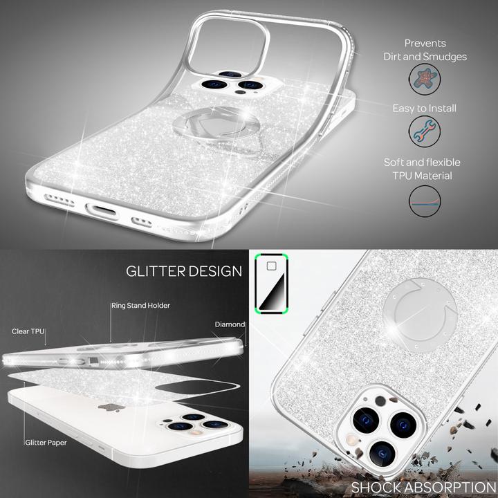 Actual product image Nalia Ring Glitter Silicone Cover (Apple iPhone 13 Pro)