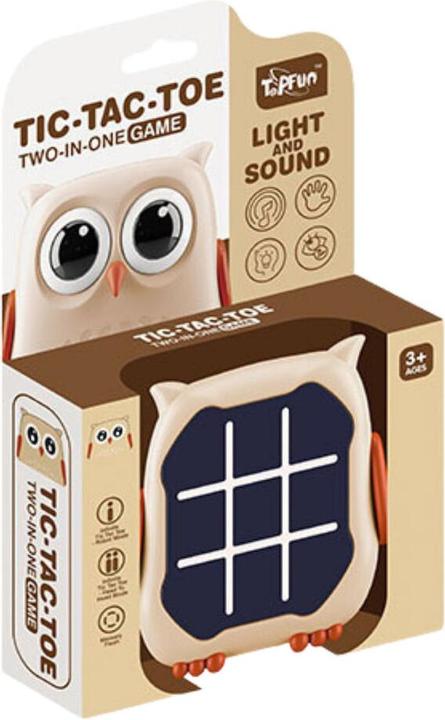 Lean Toys 3in1 Tic-Tac-Toe-Spiel, Memory-Eule, beige (2 Players)