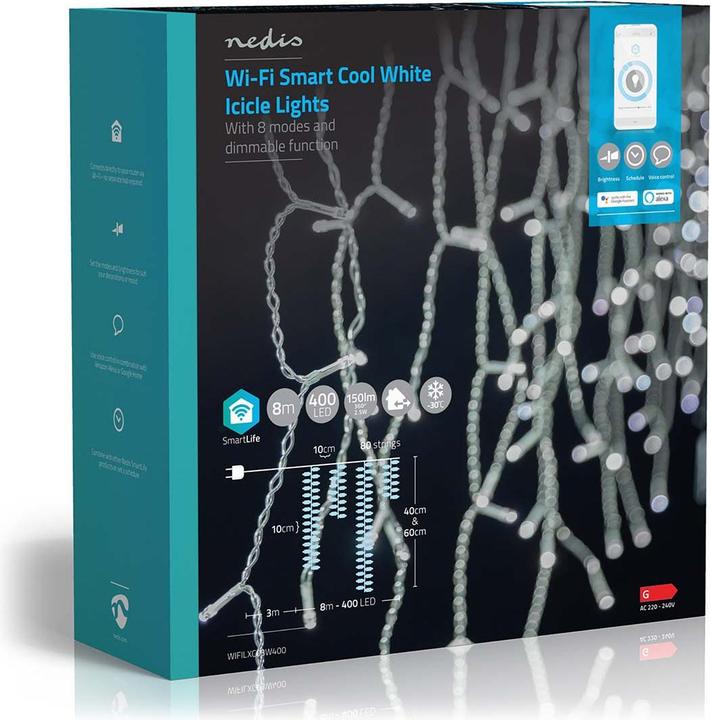 Produktbild Nedis SmartLife Dekorative LED | Wi-Fi | Kaltweiss | 400 LED's | 8.00 m | Android™ / IOS (0.23 m)