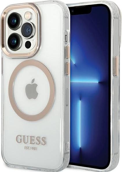 Produktbild Guess Tasche für iPhone 15 6,1" GUHMP15SHTRMD gold HC Magsafe Metal Outline (Apple iPhone 15)