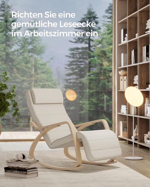 Actual product image Songmics Schaukelstuhl Verstellbar Belastbar Wohnzimmer Beige