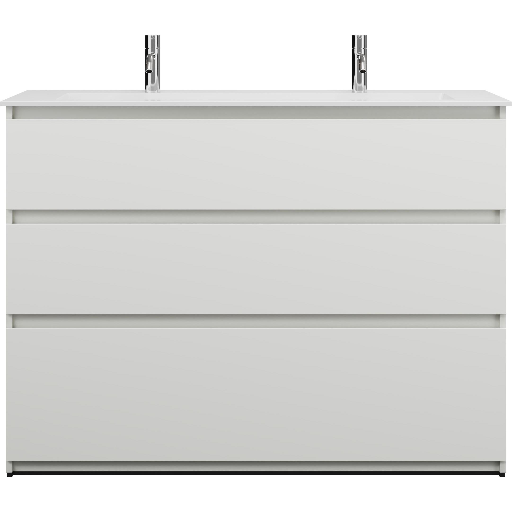 burgbad, Badmöbelset, Lin20 Mineralguss-Waschtisch Farbe Weiss Glänzend mit 2 Armaturbohrungen inklusive Waschtis