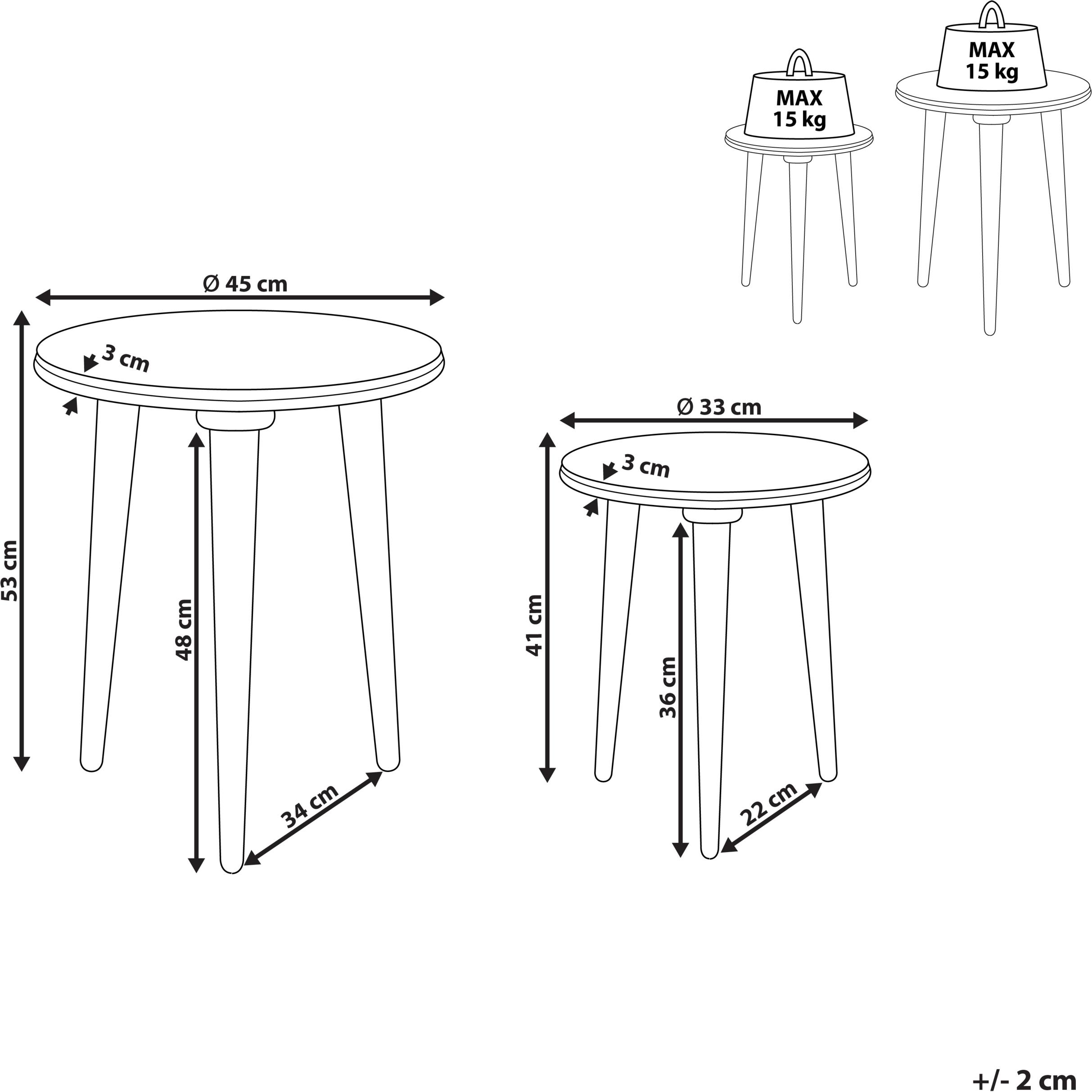 Thumbnail - Beliani, Couchtisch + Beistelltisch, Jatra (45 x 45 x 53 cm)